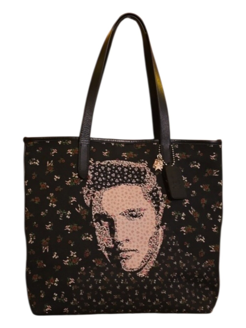 Coach Floral Elvis  Limited Edition Canvas & Leather Black Totebag